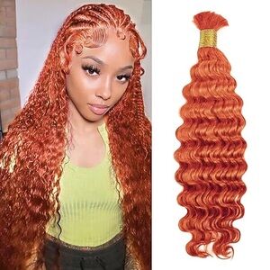 HUMAN HAIR Ginger Braiding Bundles Deep Wave 18in 100g